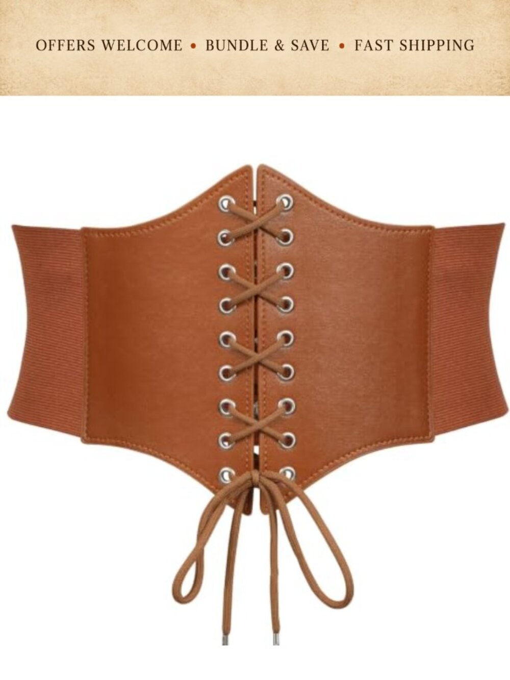 Wide PU Leather Lace Up Corset Belt Elastic Waist Corset for Costume Cosplay